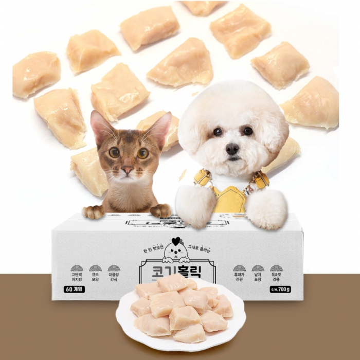 코기홀릭 닭가슴살 간식 700g (60개입) 강아지 고양이 대용량 간식