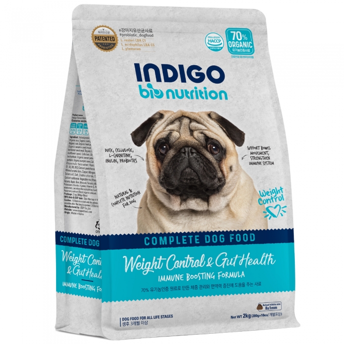 인디고 강아지 유기농사료 면역&체중조절 다이어트 포 독 2kg (BB.24년 8월)